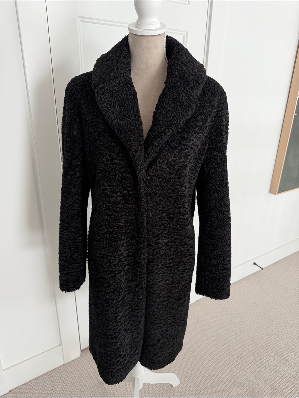 Banana Republic Black Teddy Coat with Shawl Lapel
